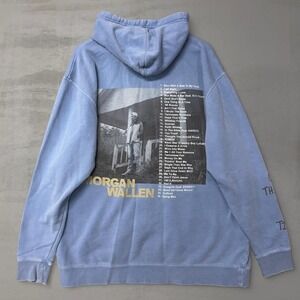 Morgan Wallen Hoodie Blue One Thing At A Time Tour Graphic Sweatshirt XL